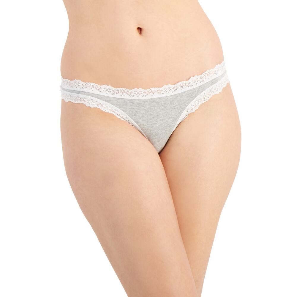 Jenni Women's Lace-Trim Thong Underwear Panties Heather Grey NWT Plus Size XXL